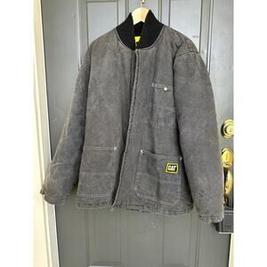 CAT Men’s Work Jacket Washed Black Heavy Duty Size Large Regular